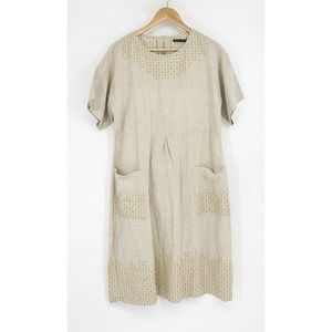 Gudrun Sjoden Beige Midi Dress with Patterned Accents